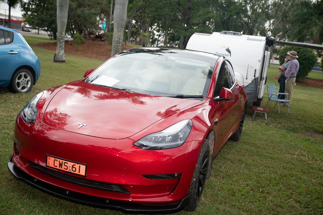 Tesla towing camper